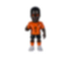 Figurine Minix Edgar Davids avec ses lunettes de protection emblématiques et le maillot orange des Pays-Bas, vue de face.