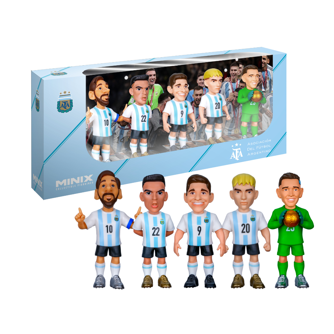 Minix 7cm - Pack 5 joueurs - Argentine (Messi, Lautaro, Álvarez, Mastantuono, Ma