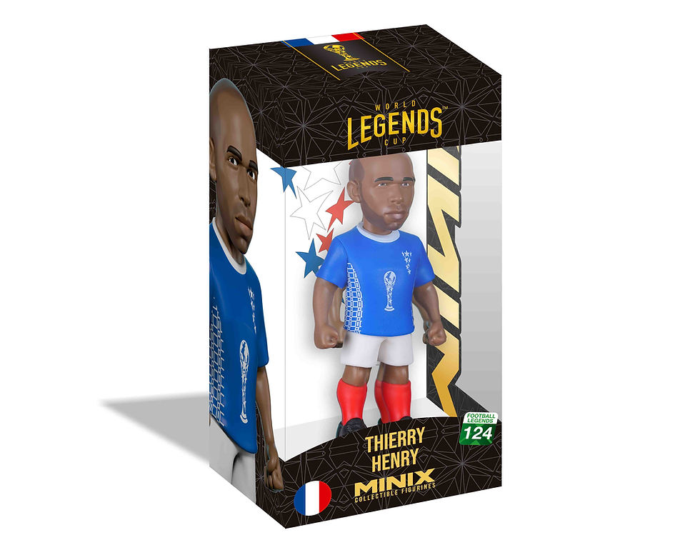 Boîte de collection Minix Henry World Legends Cup, figurine officielle de la légende du football français sous emballage vitr