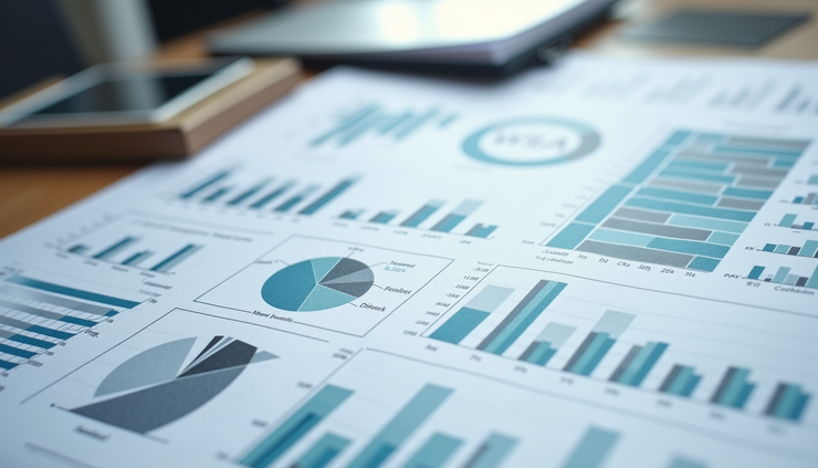 Close-up view of a detailed business plan with financial charts and notes