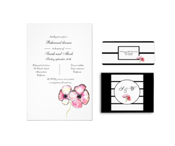 Chic pink poppy black and white wedding