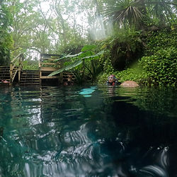 A view on the surfance of Paradise Springs prior to diving