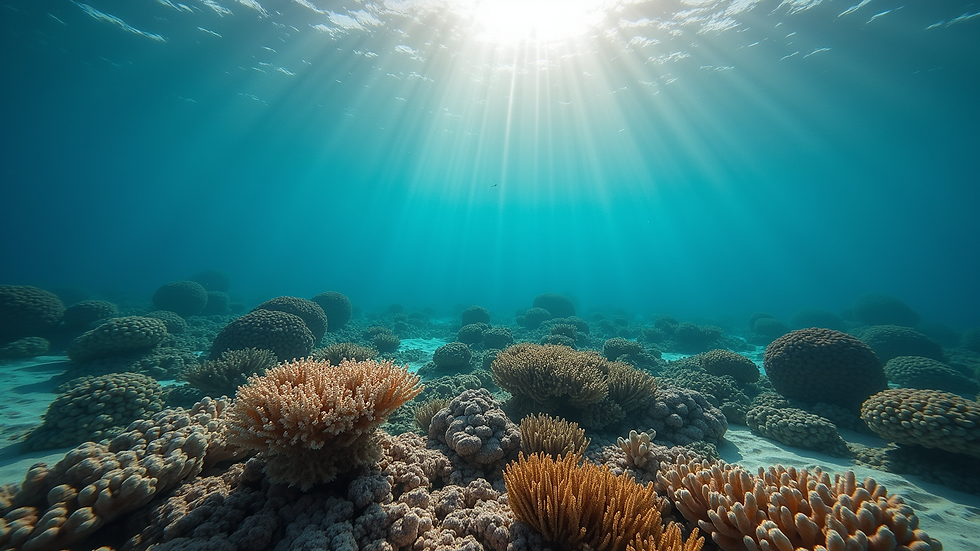 Wide-angle view of a scenic underwater coral reef