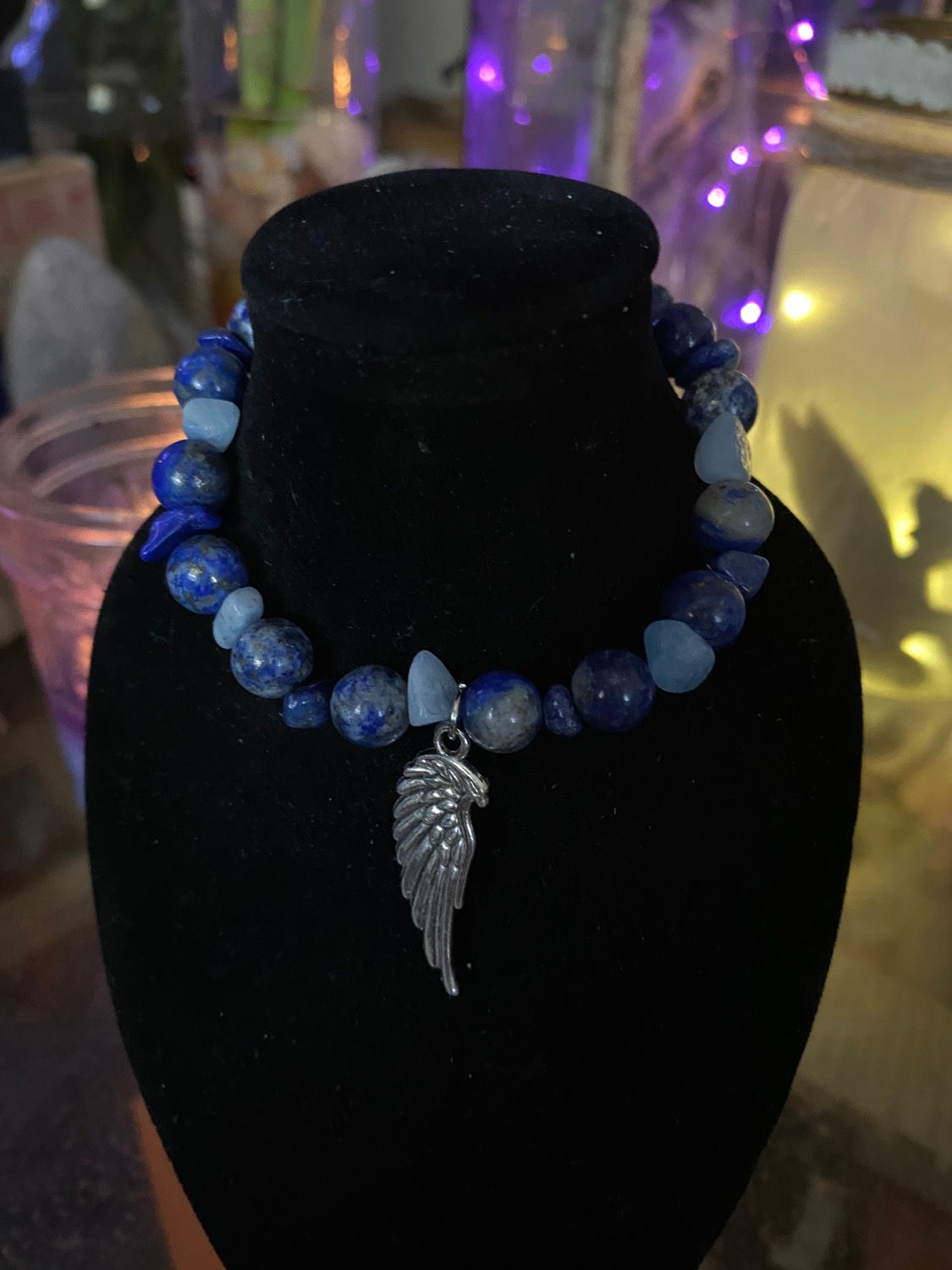 Lapis angel wing bracelet 