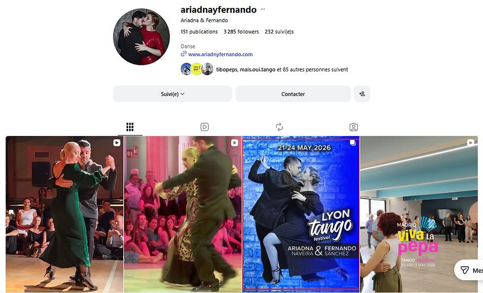 Compte instagram d'Ariadna Naveira & Fernando Sanchez