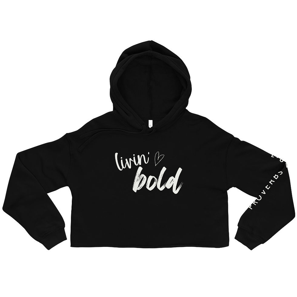 Thumbnail: LIVIN' BOLD CROP HOODIE // WHITE FONT