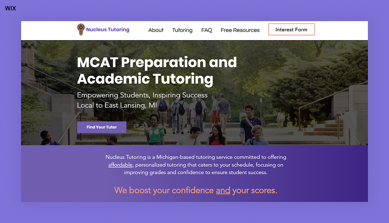 Nucleus Tutoring website design