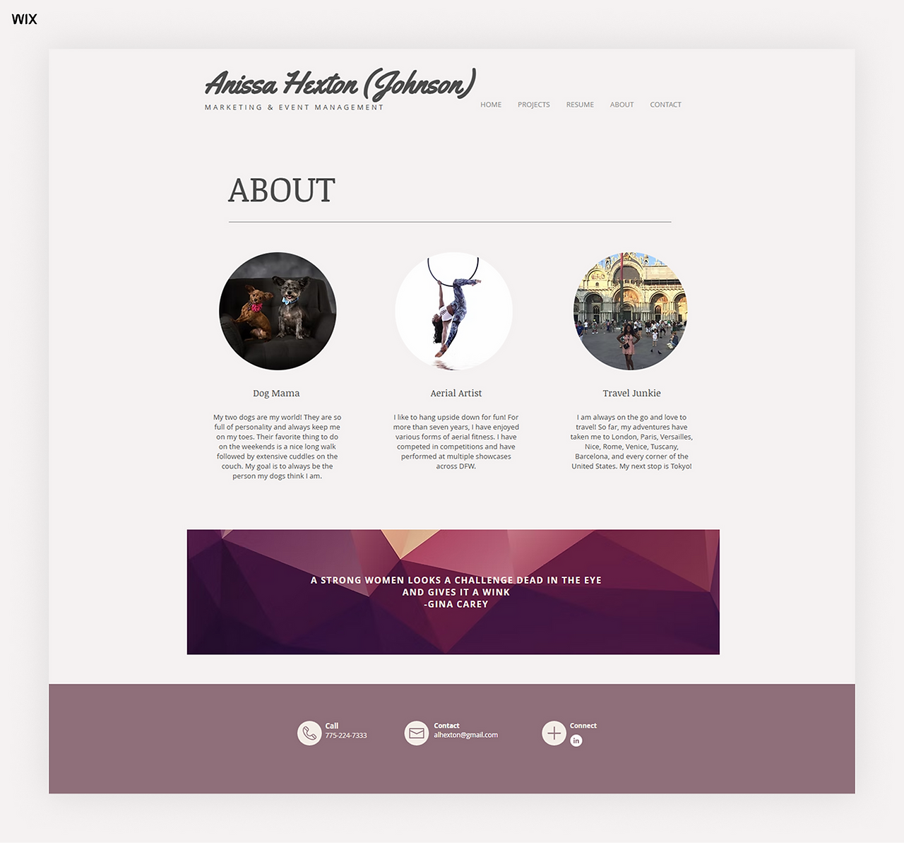Anissa Hexton about us page example