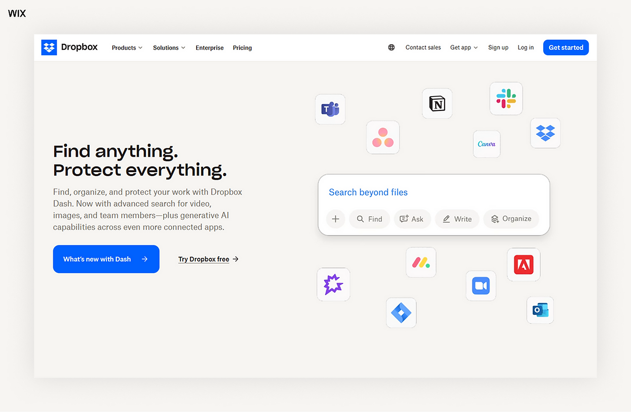 homepage design examples Dropbox