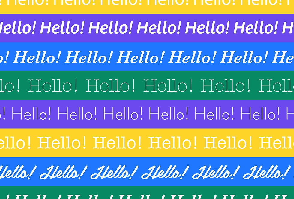 다양한 폰트로 쓰여진 Hello