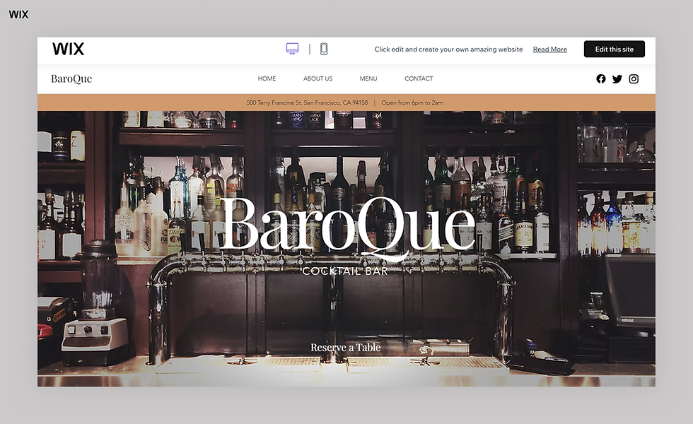 Bar website template