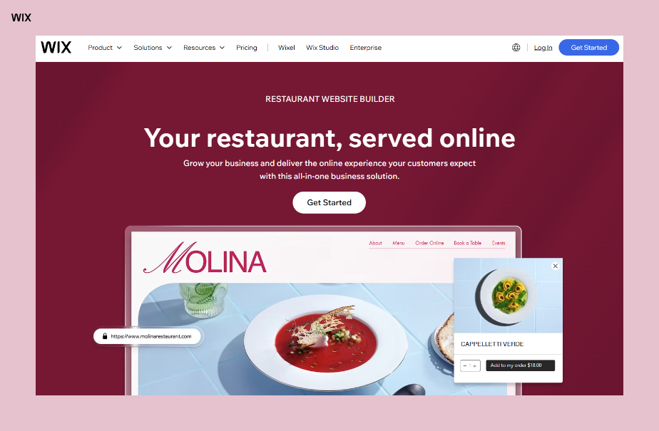 Wix restaurant website