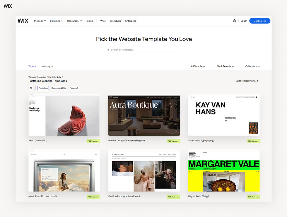 wix portfolio templates