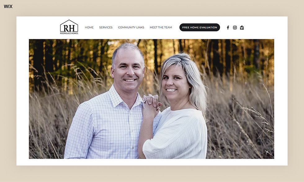 Rodriguez Homes website homepage with a logo and menu visible at the top