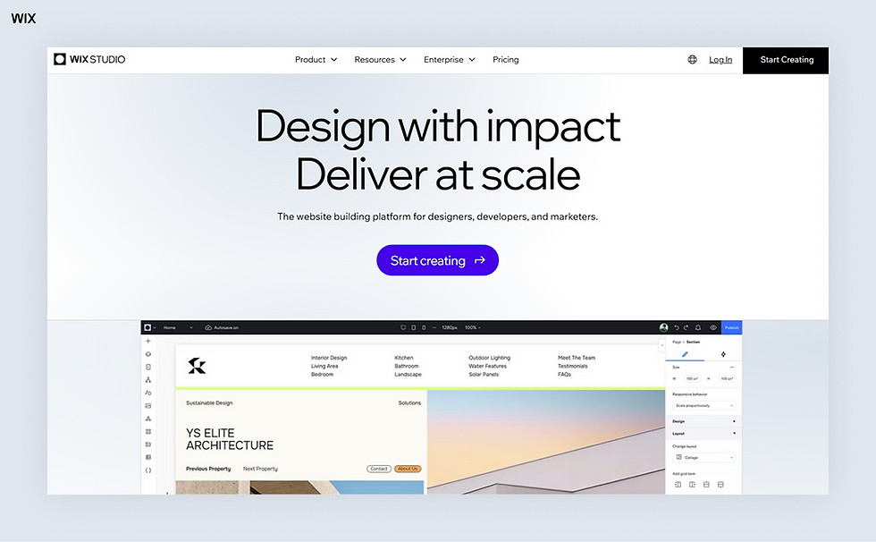 wix studio best website builder for marketing agencies