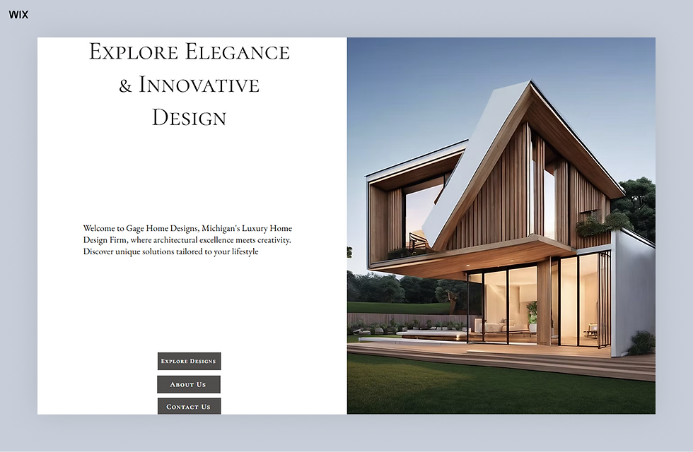 Gage Home Designs's architecture portfolio website