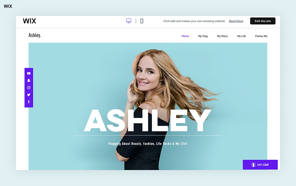 Personal vlog website template
