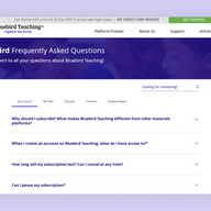 Bluebird Teaching FAQ page example