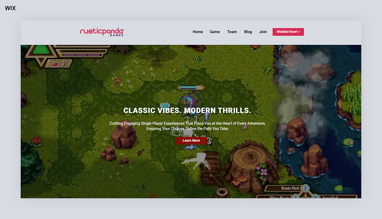 Rustic Panda Games website homepage