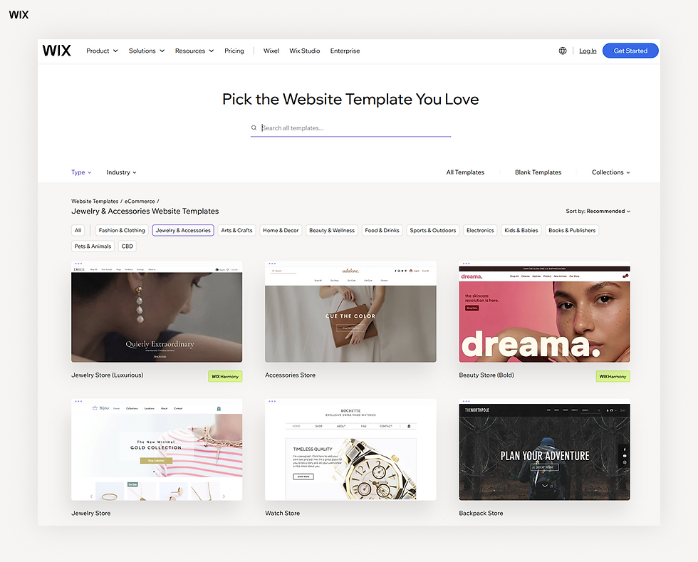 Jewelry & accessories website templates