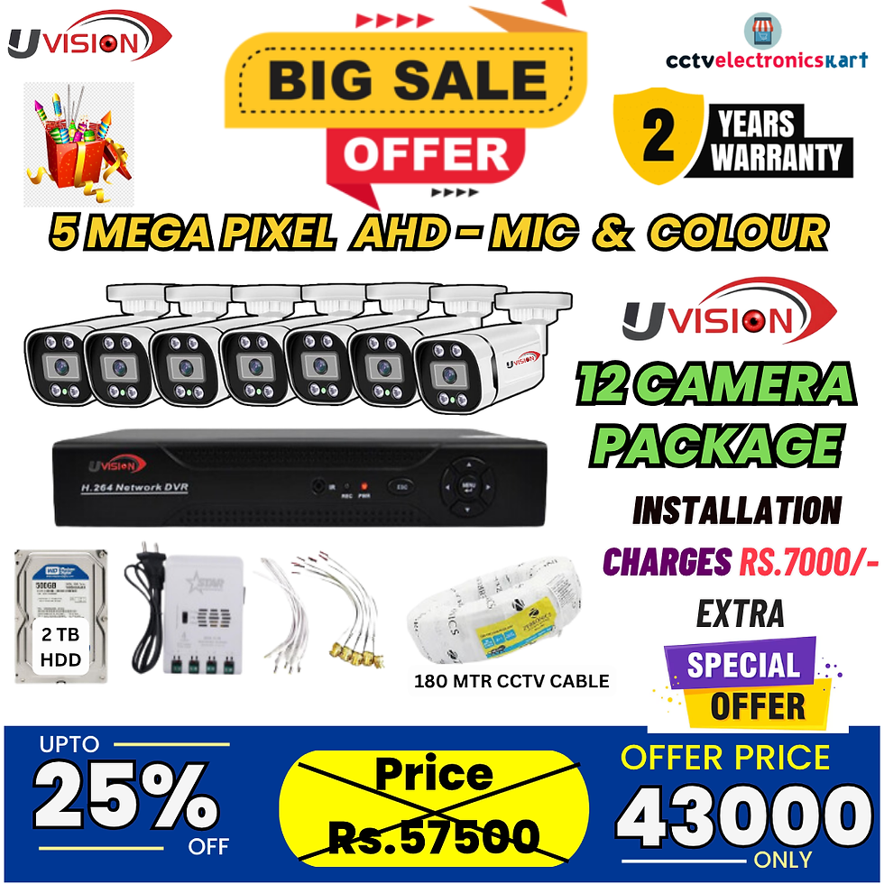 Uvision 5mp Color With Mic 12 Cctv Camera Set