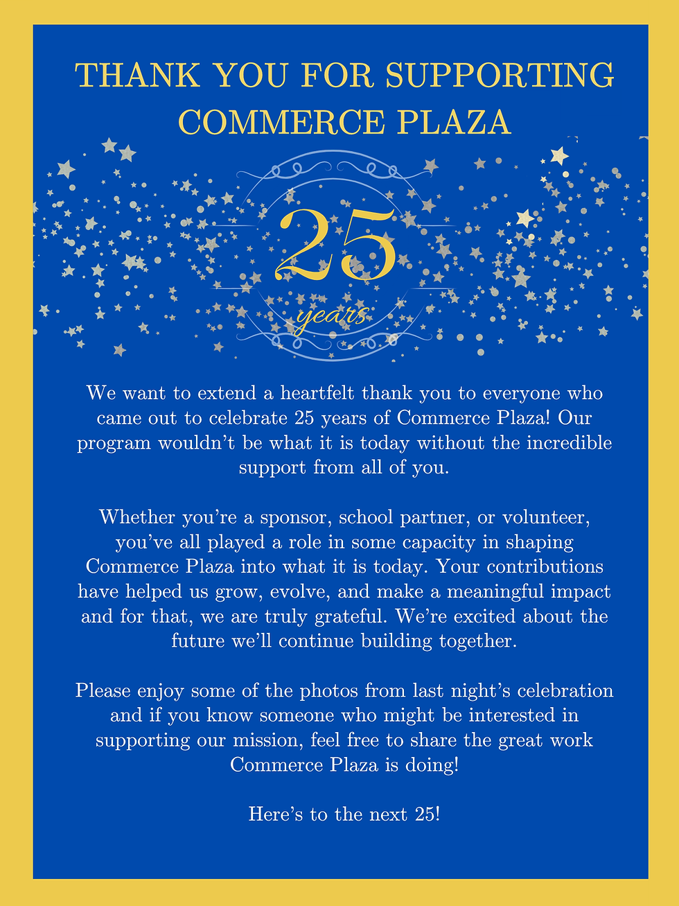 Commerce Plaza 25 Thank you!