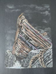 A Good Tale  8x10 framed in an 11x14 floating frame charcoal_pastel  $275.00
