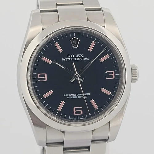 Rolex Oyster Perpetual 36mm Black Dial Pink Index 116000