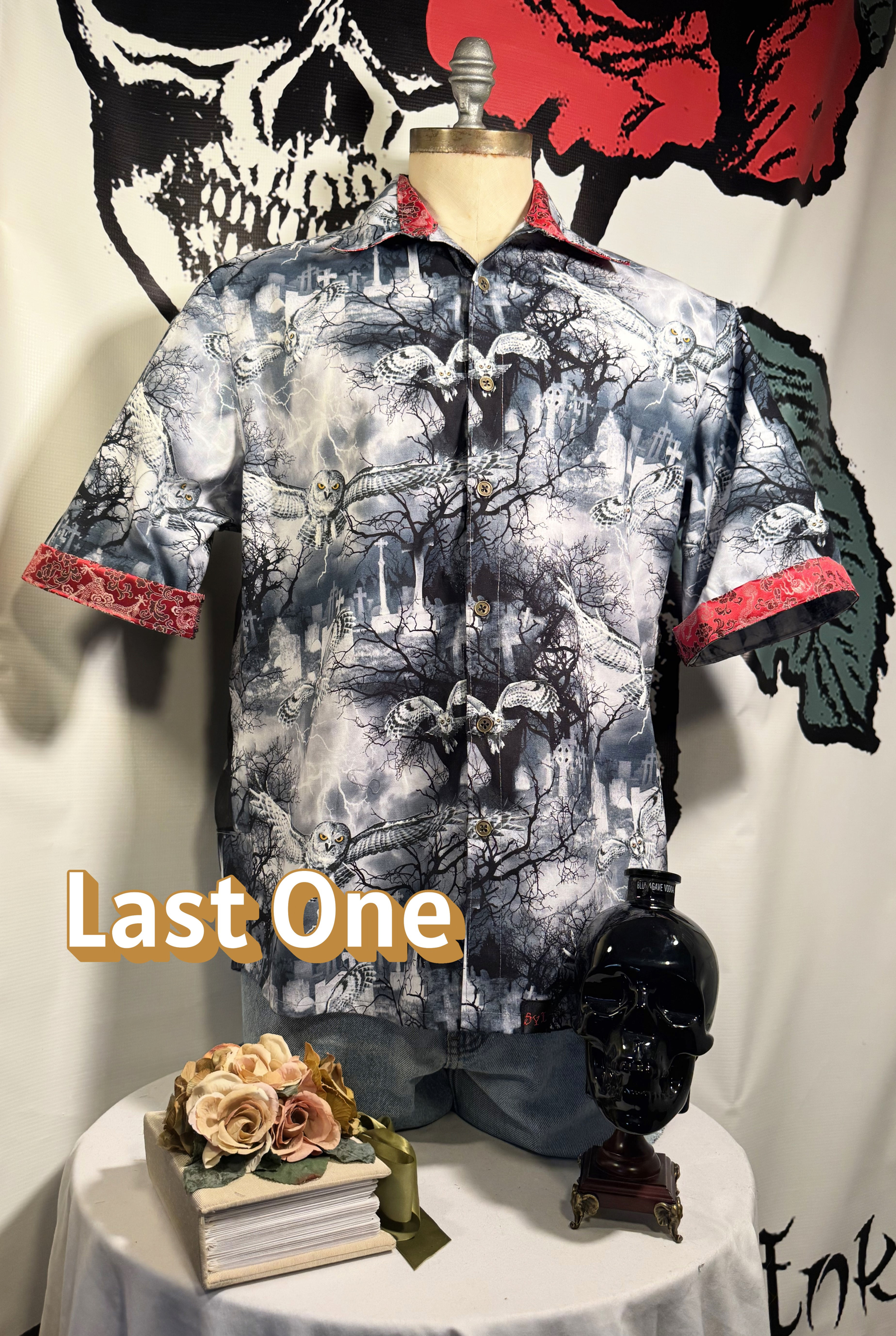 Owls in Cemetery Custom Button Up Shirt