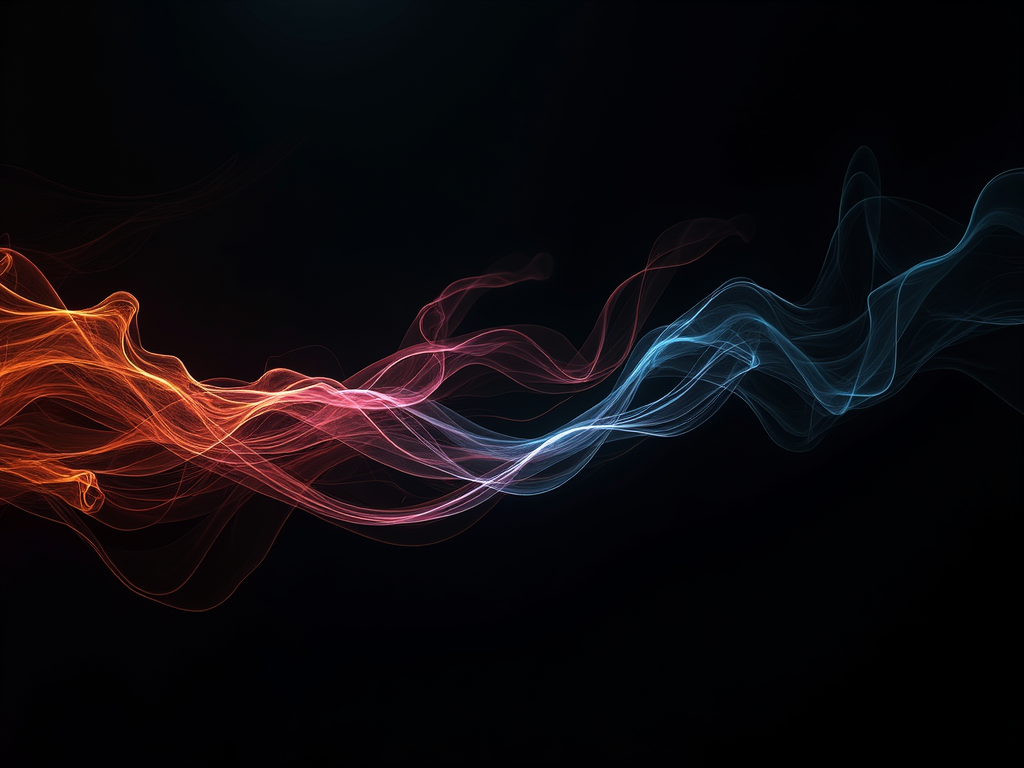 Vibrant swirls of neon ink dancing through a deep black void as a metaphor for creative energy.
