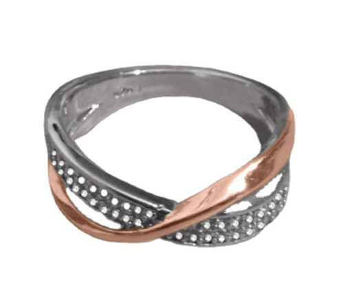Thumbnail: X-Shaped Dual Color Diamond Ring for Cross-Border E-Commerce