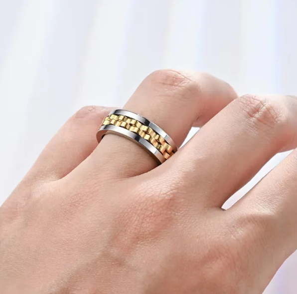 Thumbnail: Stainless Steel Spinner Fidget Ring for Men