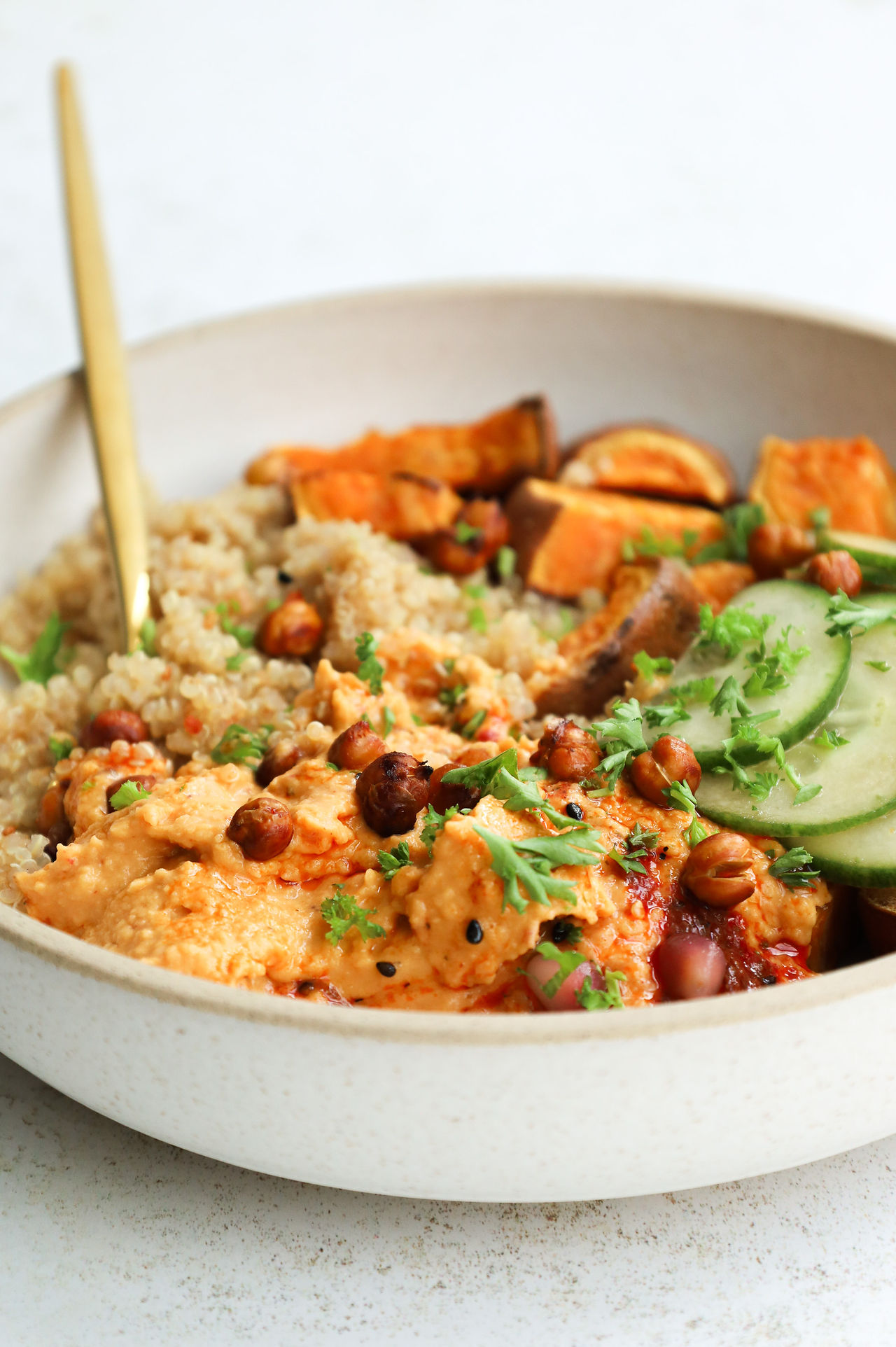 Moroccan Nourish Bowl with harissa hummus