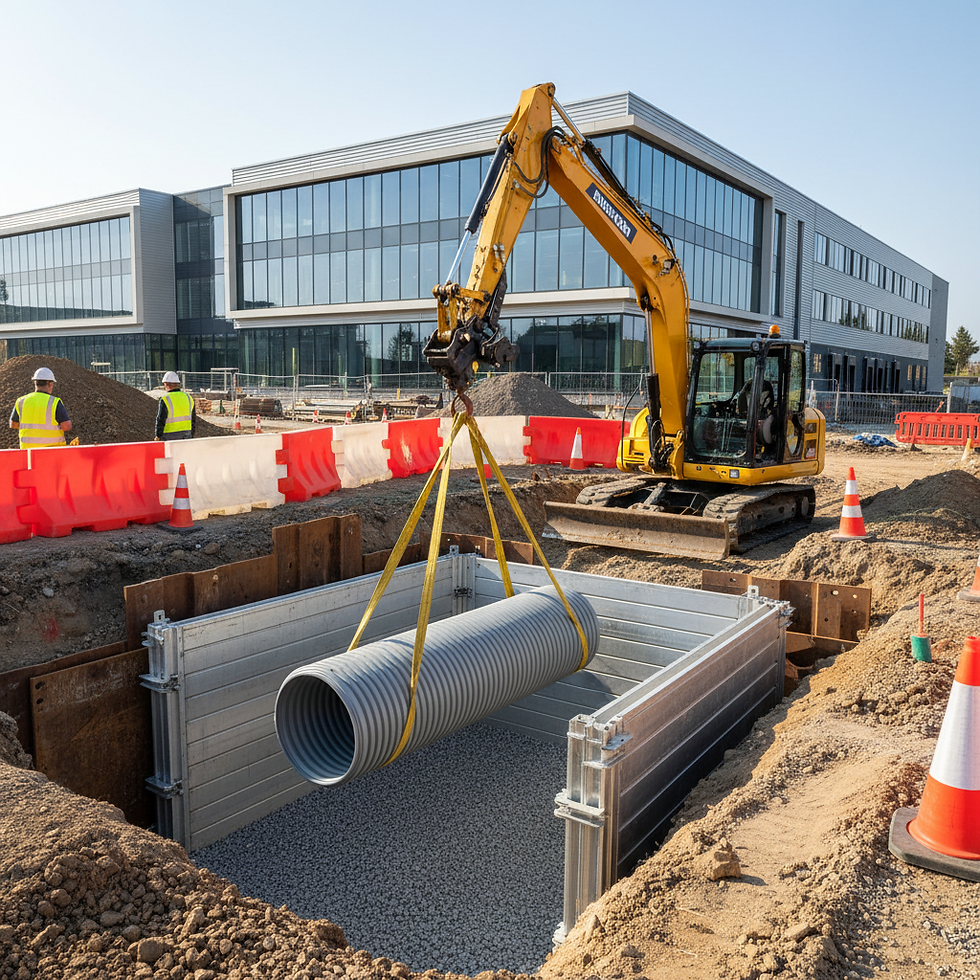 Commercial drainage pipe installation