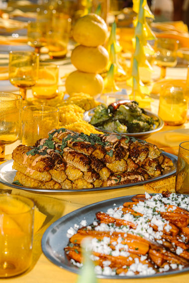 Luxury private dining table in Ibiza with local catering by Sa Paella Club styled by Studio Lois