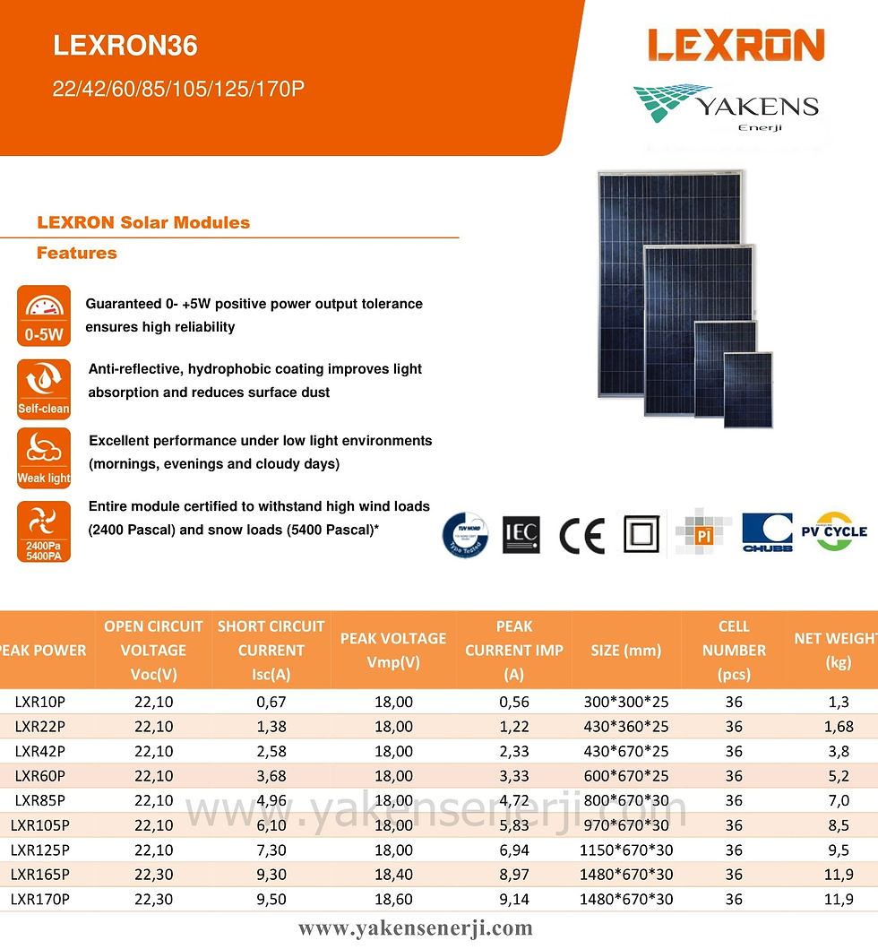 Küçük resim: 10 Watt Polikristal Güneş Paneli Lexron