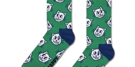 Happy Socks Cat Sock Green