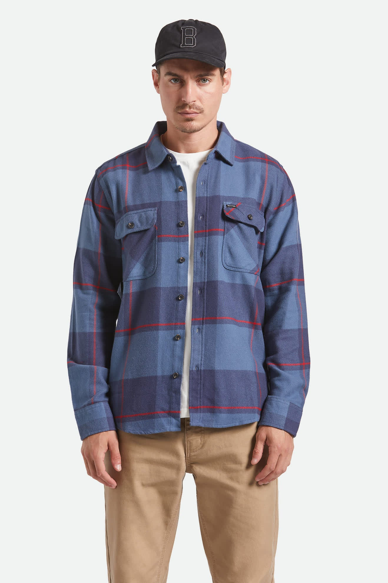 Brixton Bowery Flannel Bering Sea Mood Indigo Adrenal