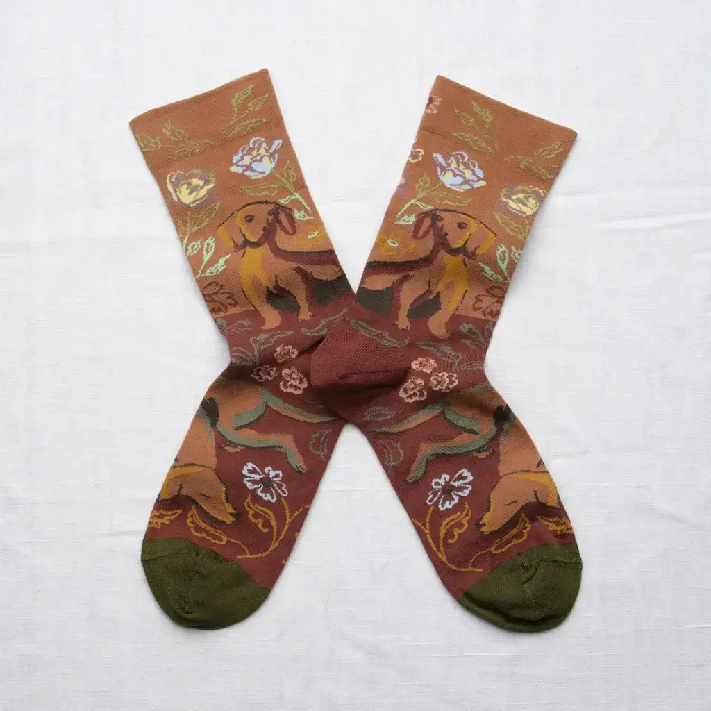 Bonne Maison Chaussettes Chien Caramel Crew