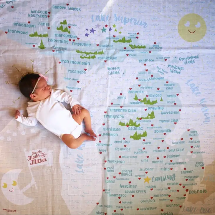 Baby Swaddle Blanket Michigan Map