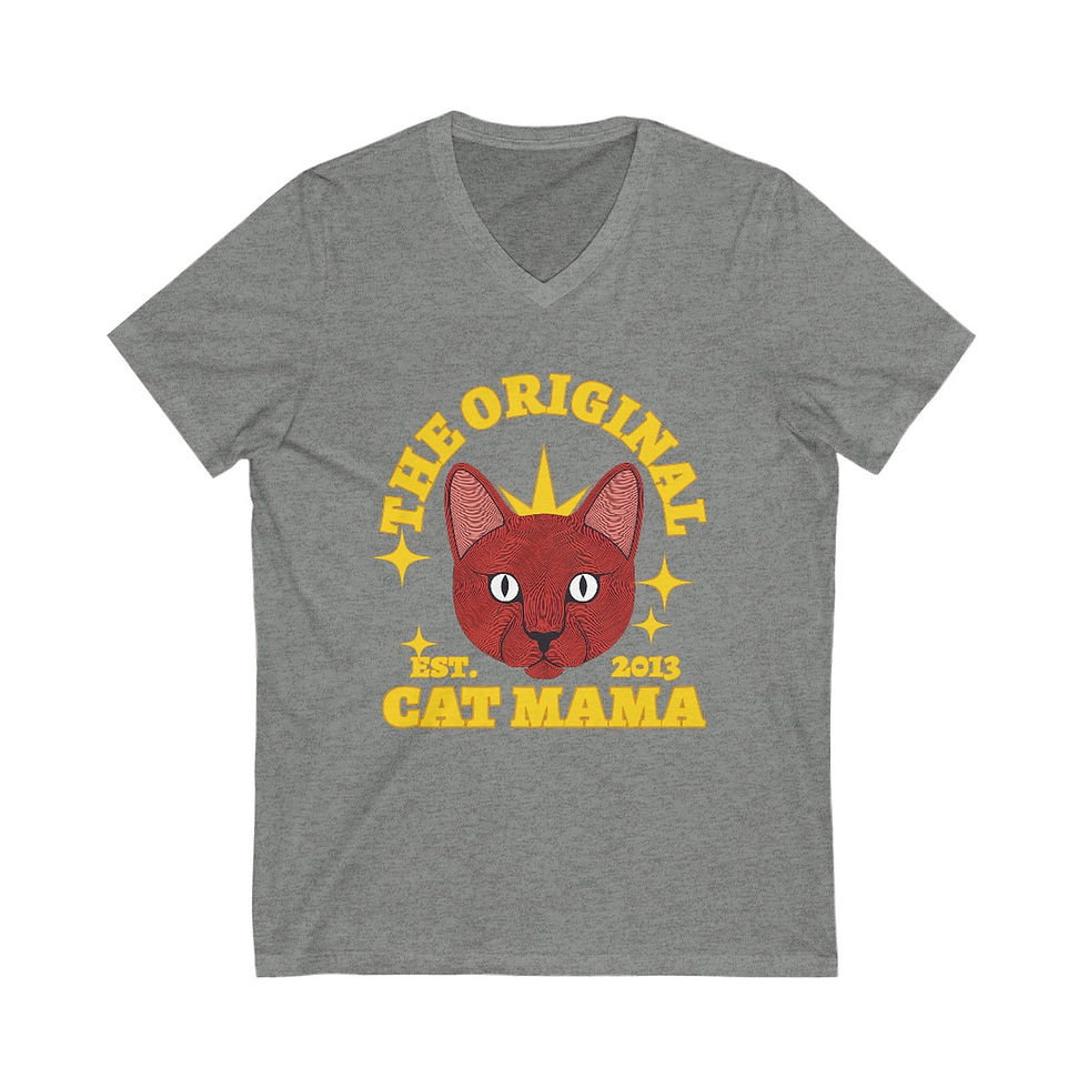 Thumbnail: CAT MAMA Unisex Jersey Short Sleeve V-Neck Tee