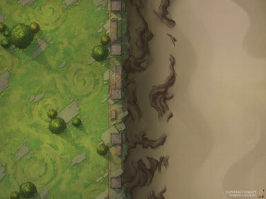 RPG battlemap ttrpg 
 map vtt forest desert wall magical ruins desolation