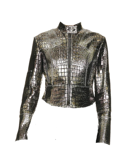Silver Leather Crocodile Jacket TOM FORD, $6980