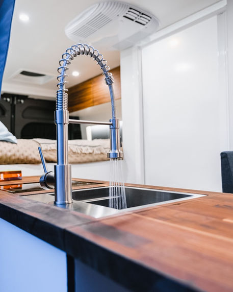 indoor kitchen and shower