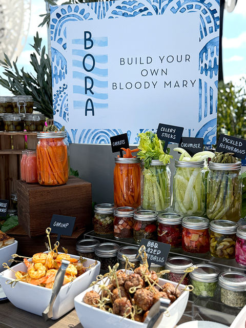Colorful ingredients at a Bloody Mary bar