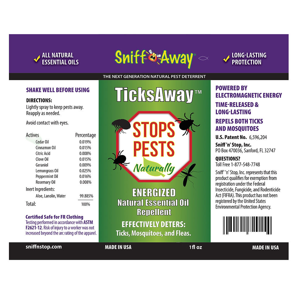Thumbnail: Ticks away bottle label
