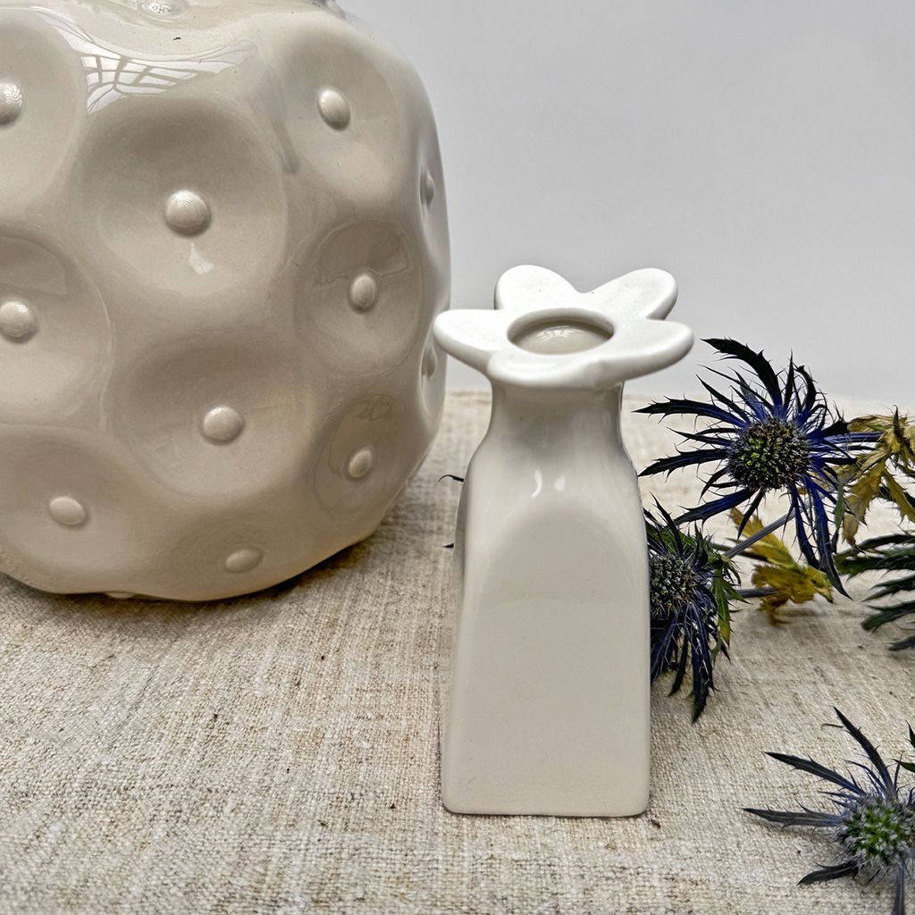 FLOWER VASE HT 11,5 CM DIAM 5,5CM BLANC LOT DE 2