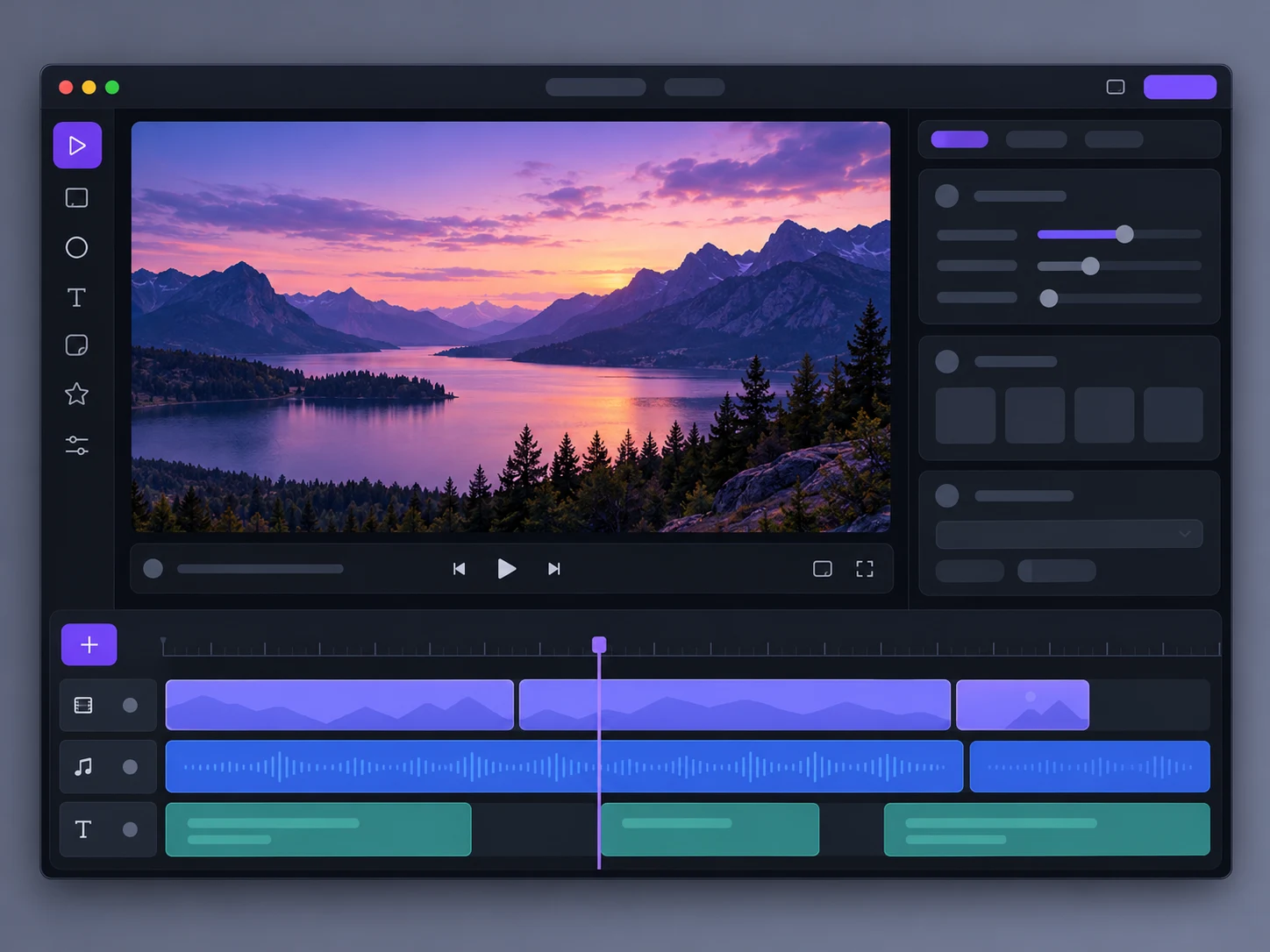 Dark Video Editor UI Mockup