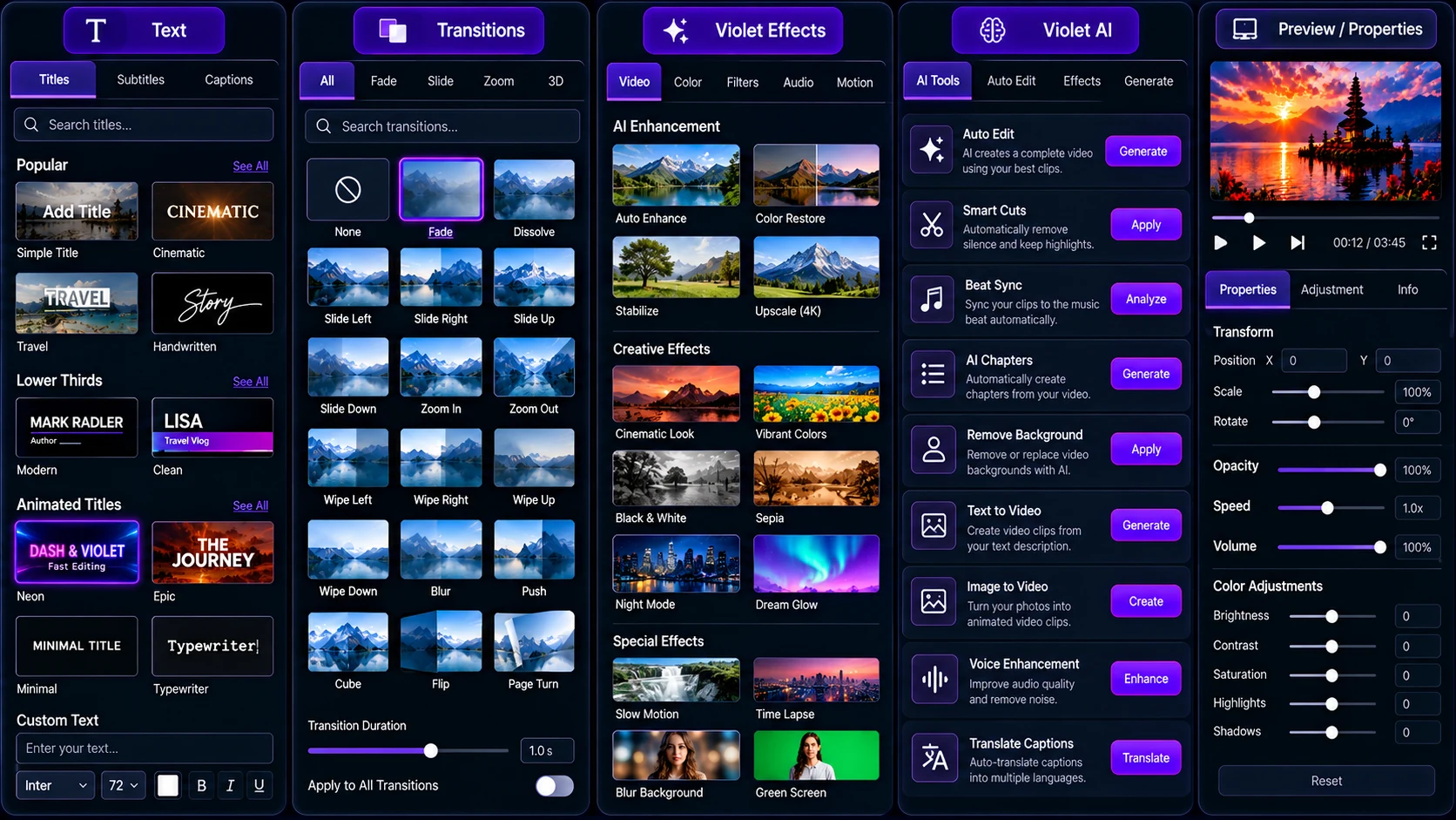 Neon Video Editor Panel Showcase