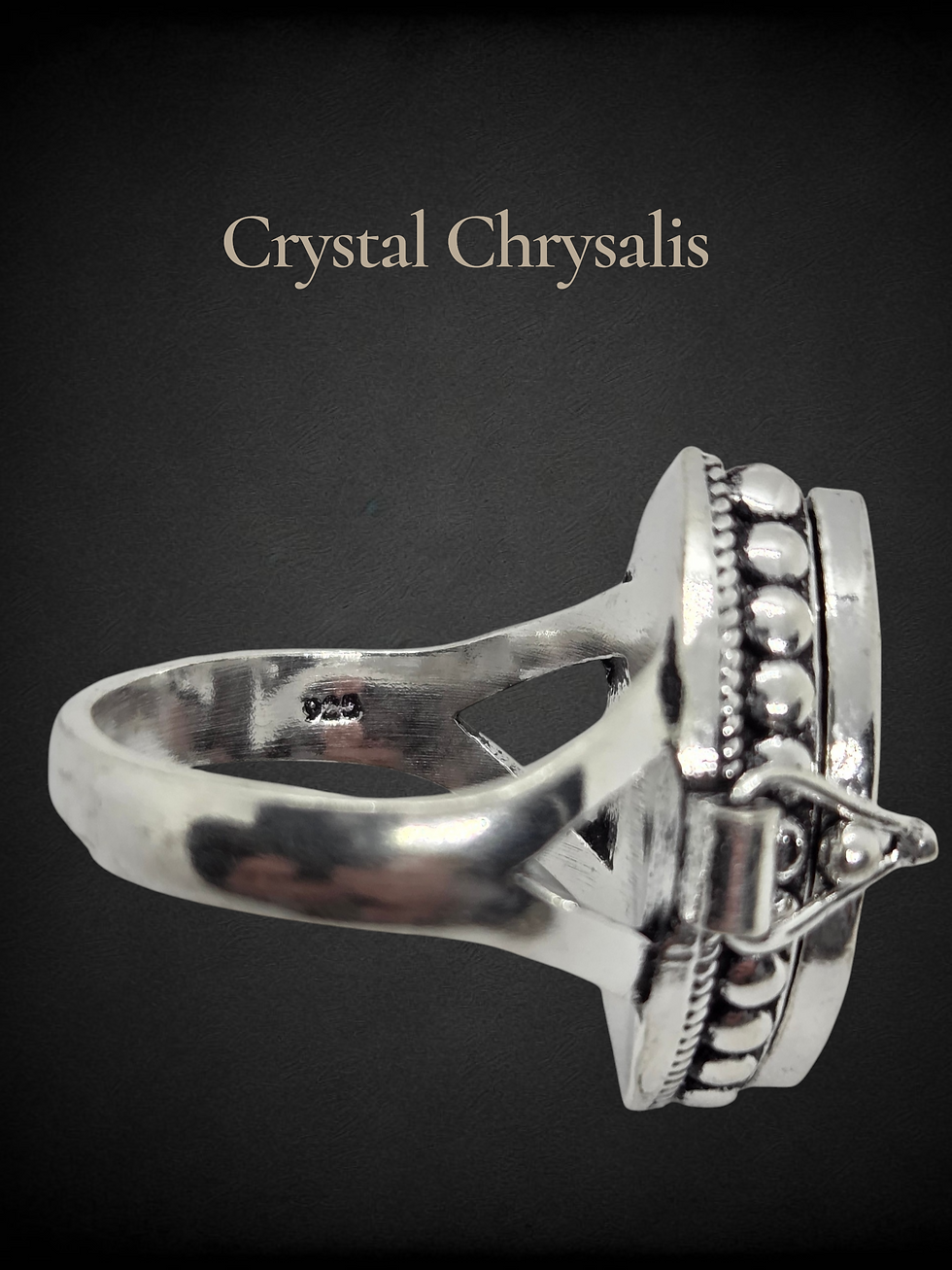 Thumbnail: Old World .925 Sterling Silver Opulently Designed Marquise Poison Ring